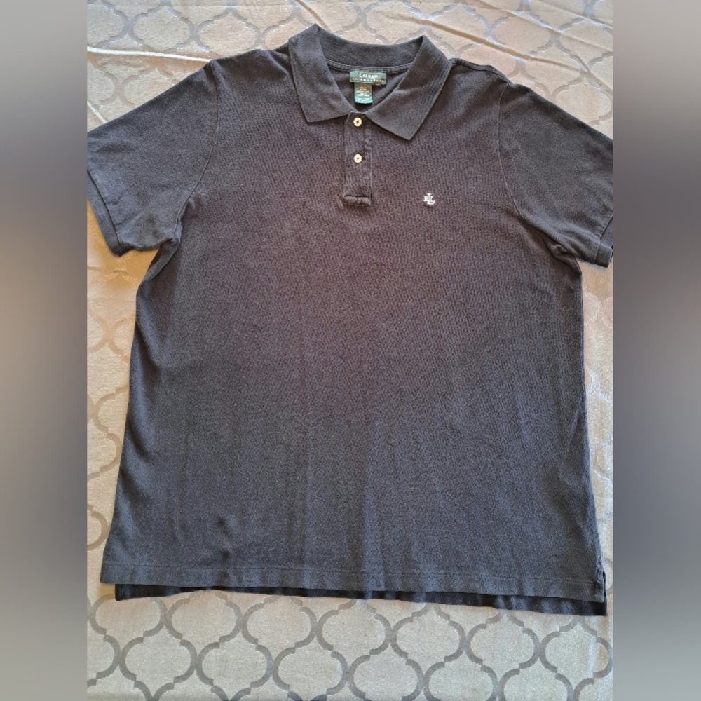 VTG Lauren Ralph Lauren Green Label Short Sleeve Polo Shirt Men's Large Black